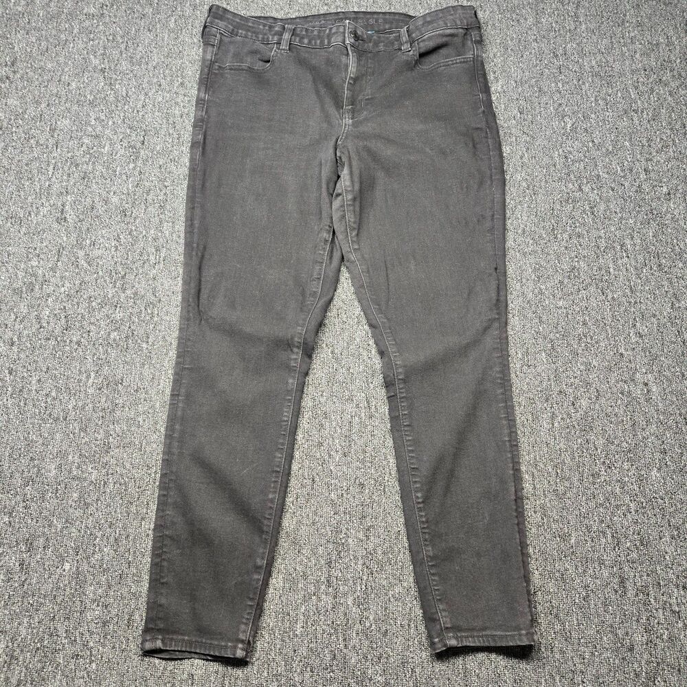 American Eagle Jeggings Womens 16 Black High Rise Skinny Stretch Denim Jeans